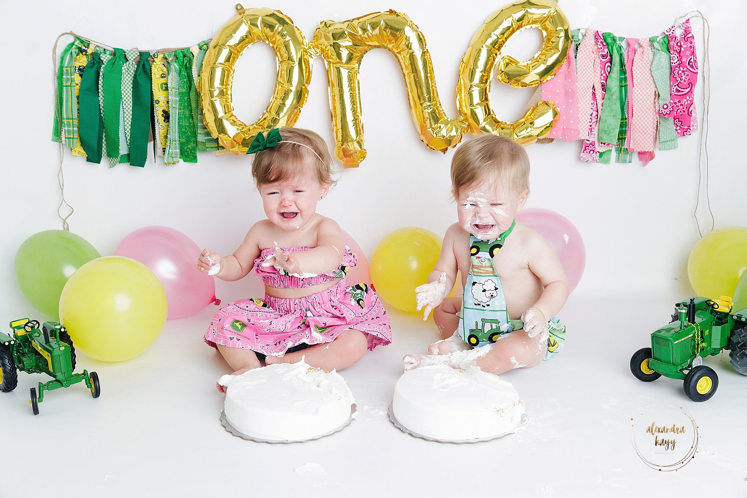 first birthday with R+R cake smash in studio Maricopa County, AZ